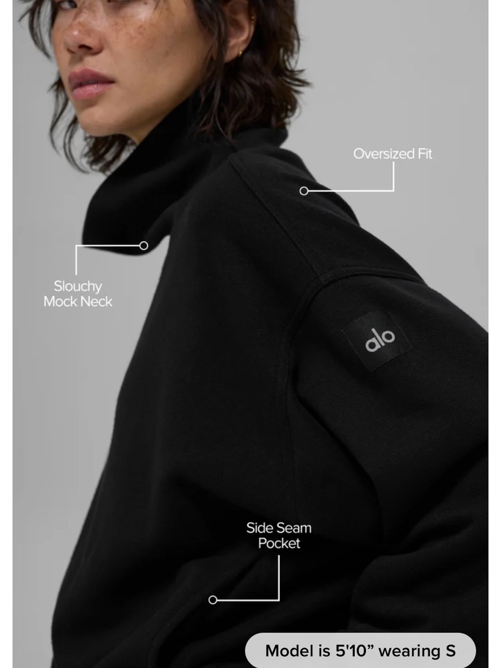 ALO Yoga Black Oversized Funnel Neck Sweater